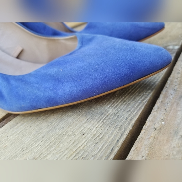 Size 10 Blue Suede Shoes High Heel Pointed Toe Pumps Zara Woman 2011 Rare 41 Eu - Picture 2 of 10